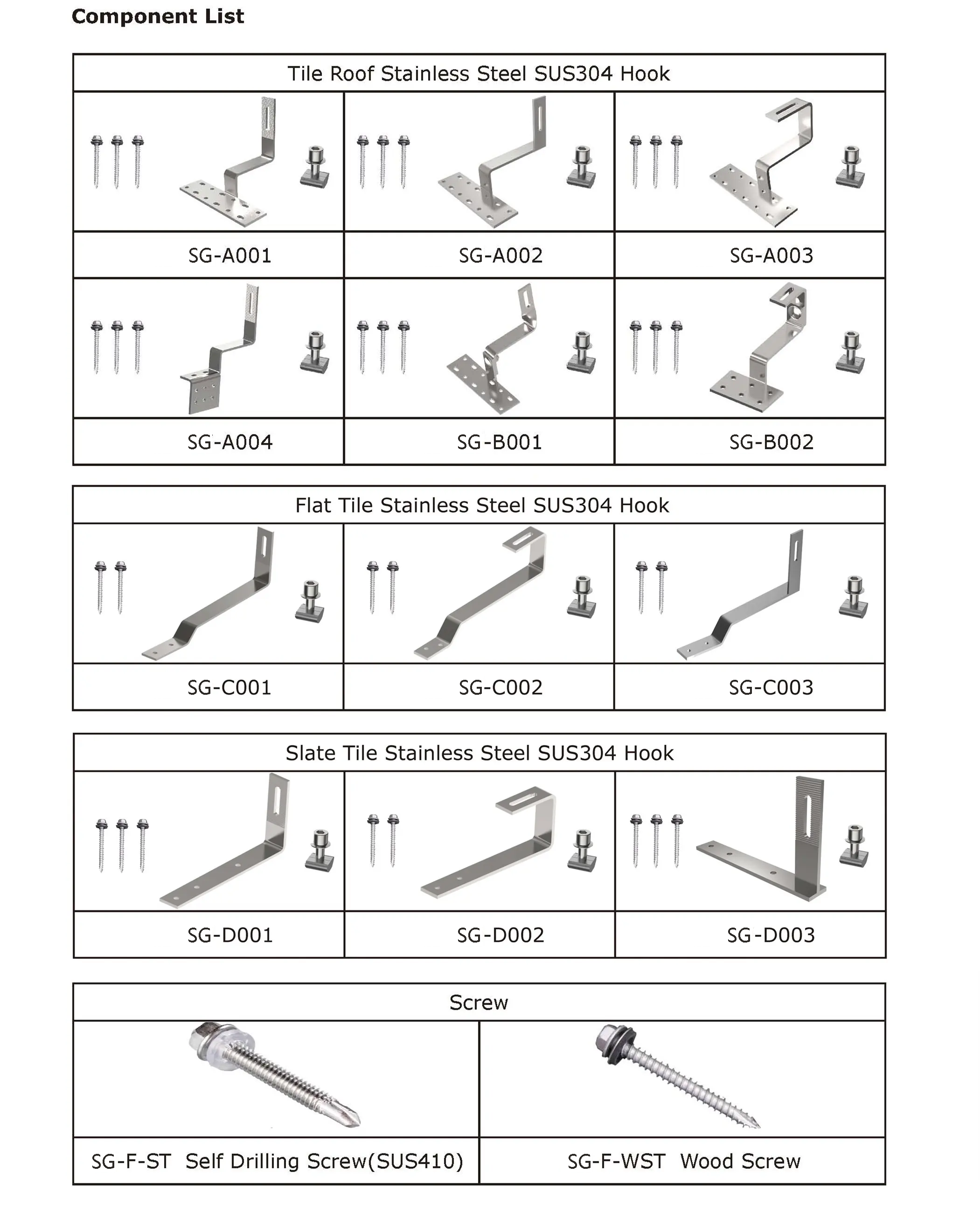 Adjustable PV Tile Roof Hook